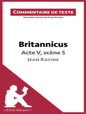 cover image of Britannicus de Racine--Acte V, scène 5